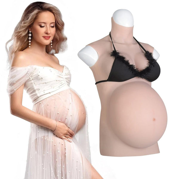 Silicone Pregnant Belly with Breasts Silicone Filling Maternity Fake Belly Lifelike Skin for Actor Performance Props Cosplay Crossdresser